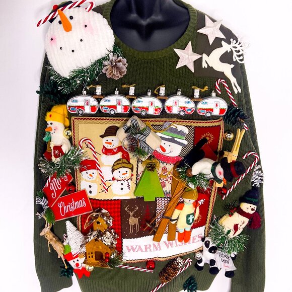 3D Mens Ugly Christmas Sweater: Handmade XXL Holiday Party Pullover - Picture 9 of 10